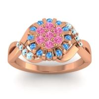 Pink Tourmaline Fashion Ring In 14K Rose Gold With Swiss Blue Topaz And Aquamarine – Varada Simple Ring