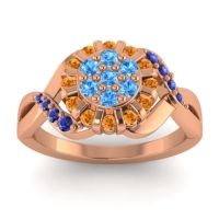 Swiss Blue Topaz Fashion Ring In 14K Rose Gold With Citrine And Blue Sapphire – Varada Simple Ring