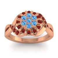 Swiss Blue Topaz Fashion Ring In 14K Rose Gold With Garnet – Varada Simple Ring