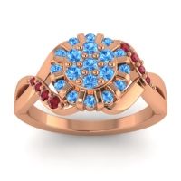 Swiss Blue Topaz Fashion Ring In 14K Rose Gold With Ruby – Varada Simple Ring