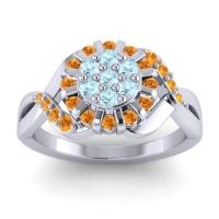 Aquamarine Fashion Ring In 14k White Gold With Citrine – Varada Simple Ring