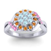 Aquamarine Fashion Ring In 14k White Gold With Citrine And Pink Tourmaline – Varada Simple Ring