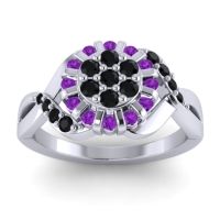 Black Onyx Fashion Ring In 14k White Gold With Amethyst – Varada Simple Ring
