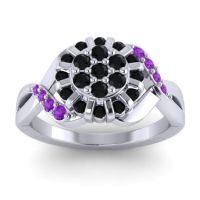 Black Onyx Fashion Ring In 14k White Gold With Amethyst – Varada Simple Ring