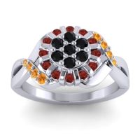 Black Onyx Fashion Ring In 14k White Gold With Garnet And Citrine – Varada Simple Ring
