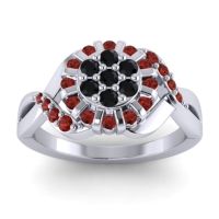 Black Onyx Fashion Ring In 14k White Gold With Garnet – Varada Simple Ring