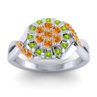 Citrine Fashion Ring In 14k White Gold With Peridot – Varada Simple Ring