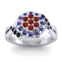 Garnet Fashion Ring In 14k White Gold With Blue Sapphire And Black Onyx – Varada Simple Ring