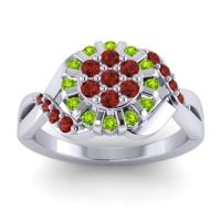 Garnet Fashion Ring In 14k White Gold With Peridot – Varada Simple Ring