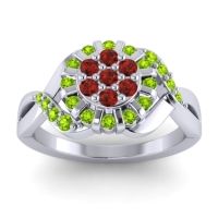 Garnet Fashion Ring In 14k White Gold With Peridot – Varada Simple Ring