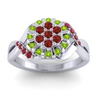 Garnet Fashion Ring In 14k White Gold With Peridot And Ruby – Varada Simple Ring