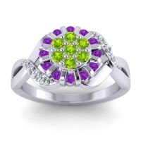 Peridot Fashion Ring In 14k White Gold With Amethyst And Lab Diamond – Varada Simple Ring