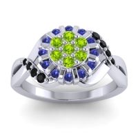 Peridot Fashion Ring In 14k White Gold With Blue Sapphire And Black Onyx – Varada Simple Ring
