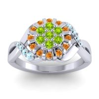 Peridot Fashion Ring In 14k White Gold With Citrine And Aquamarine – Varada Simple Ring