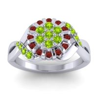 Peridot Fashion Ring In 14k White Gold With Garnet – Varada Simple Ring