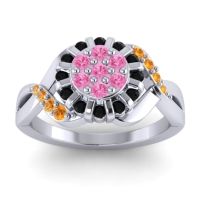 Pink Tourmaline Fashion Ring In 14k White Gold With Black Onyx And Citrine – Varada Simple Ring