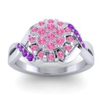 Pink Tourmaline Fashion Ring In 14k White Gold With Amethyst – Varada Simple Ring