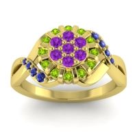 Amethyst Fashion Ring In 14k Yellow Gold With Peridot And Blue Sapphire – Varada Simple Ring