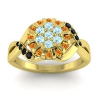 Aquamarine Fashion Ring In 14k Yellow Gold With Citrine And Black Onyx – Varada Simple Ring