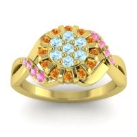 Aquamarine Fashion Ring In 14k Yellow Gold With Citrine And Pink Tourmaline – Varada Simple Ring
