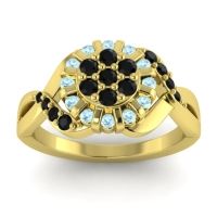 Black Onyx Fashion Ring In 14k Yellow Gold With Aquamarine – Varada Simple Ring