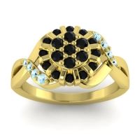 Black Onyx Fashion Ring In 14k Yellow Gold With Aquamarine – Varada Simple Ring