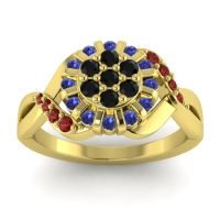 Black Onyx Fashion Ring In 14k Yellow Gold With Blue Sapphire And Garnet – Varada Simple Ring