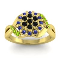 Black Onyx Fashion Ring In 14k Yellow Gold With Blue Sapphire And Peridot – Varada Simple Ring