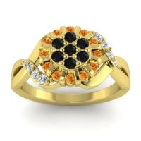 Black Onyx Fashion Ring In 14k Yellow Gold With Citrine And Lab Diamond – Varada Simple Ring