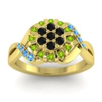 Black Onyx Fashion Ring In 14k Yellow Gold With Peridot And Swiss Blue Topaz – Varada Simple Ring