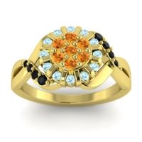 Citrine Fashion Ring In 14k Yellow Gold With Aquamarine And Black Onyx – Varada Simple Ring