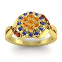Citrine Fashion Ring In 14k Yellow Gold With Blue Sapphire And Garnet – Varada Simple Ring