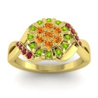 Citrine Fashion Ring In 14k Yellow Gold With Peridot And Ruby – Varada Simple Ring