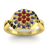 Garnet Fashion Ring In 14k Yellow Gold With Blue Sapphire And Black Onyx – Varada Simple Ring