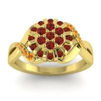 Garnet Fashion Ring In 14k Yellow Gold With Citrine – Varada Simple Ring