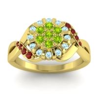 Peridot Fashion Ring In 14k Yellow Gold With Aquamarine And Garnet – Varada Simple Ring