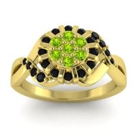 Peridot Fashion Ring In 14k Yellow Gold With Black Onyx – Varada Simple Ring