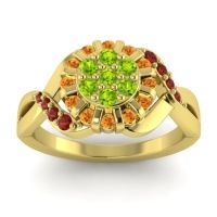Peridot Fashion Ring In 14k Yellow Gold With Citrine And Garnet – Varada Simple Ring