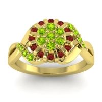 Peridot Fashion Ring In 14k Yellow Gold With Garnet – Varada Simple Ring