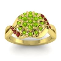 Peridot Fashion Ring In 14k Yellow Gold With Garnet – Varada Simple Ring