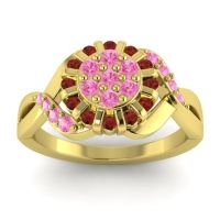 Pink Tourmaline Fashion Ring In 14k Yellow Gold With Garnet – Varada Simple Ring