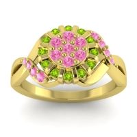 Pink Tourmaline Fashion Ring In 14k Yellow Gold With Peridot – Varada Simple Ring