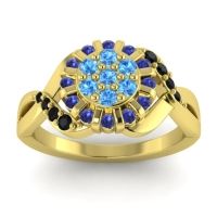 Swiss Blue Topaz Fashion Ring In 14k Yellow Gold With Blue Sapphire And Black Onyx – Varada Simple Ring
