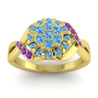 Swiss Blue Topaz Fashion Ring In 14k Yellow Gold With Amethyst – Varada Simple Ring
