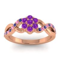 Amethyst Fashion Ring In 18K Rose Gold With Blue Sapphire And Pink Tourmaline – Parisar Simple Ring