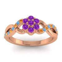 Amethyst Fashion Ring In 18K Rose Gold With Citrine And Swiss Blue Topaz – Parisar Simple Ring