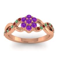 Amethyst Fashion Ring In 18K Rose Gold With Garnet And Emerald – Parisar Simple Ring
