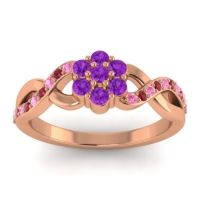 Amethyst Fashion Ring In 18K Rose Gold With Pink Tourmaline And Ruby – Parisar Simple Ring