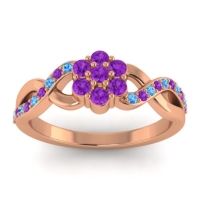 Amethyst Fashion Ring In 18K Rose Gold With Swiss Blue Topaz – Parisar Simple Ring