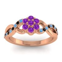Amethyst Fashion Ring In 18K Rose Gold With Swiss Blue Topaz And Black Onyx – Parisar Simple Ring